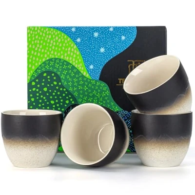 Imagen de TEANAGOO Taza de Té Japonesa, 5.6 Oz/ 160ml,Gradient Navy Black,H24,4 Pcs/caja,Tazas Japonesas,Tazas Chinas,Tazas del Japón Ocupado,Tazas Asiáticas sin