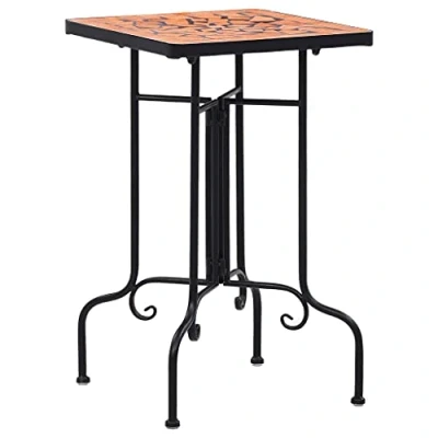 Imagen de vidaXL Mesa Auxiliar Mosaico Cerámica Mobiliario Decoración Rústica Estable Fuerte Robusta Duradera Resistente Funcional Práctica Útil Terracota
