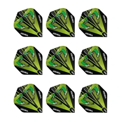 Imagen de RED DRAGON Hardcore Peter Wright Snakebite Verde Transparente Plumas de Dardos Estándar Extra Gruesos 3 Sets per Pack (9 Flights in Total)