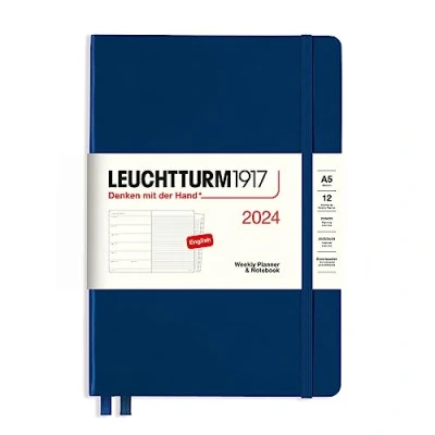 Imagen de LEUCHTTURM1917 367754 calendario semanal y cuaderno de notas Composition (B5) 2024, 12 meses, azul marino, inglés