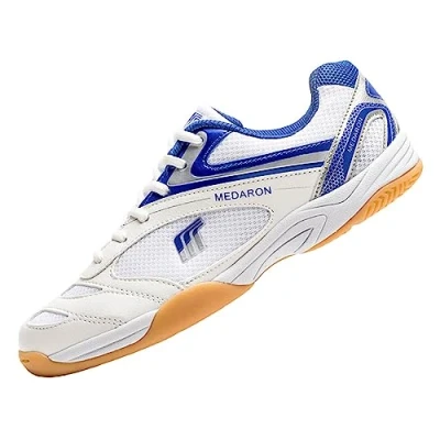 Imagen de JiuQing Zapatos De Tenis Mesa Hombre Y Mujer Zapatillas Deporte para Interior Antideslizantes Transpirables Entrenamiento Pickleball,Azul,43 EU
