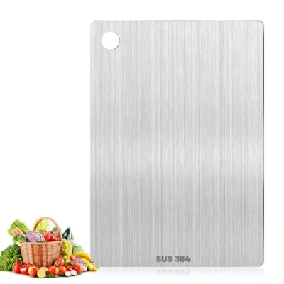 Imagen de Pavlleen Tabla de Cortar titanio,Tabla Acero Inoxidable para Cocina,para carne, pan, verduras, frutas,Apta Lavavajillas（30 x 20 cm）