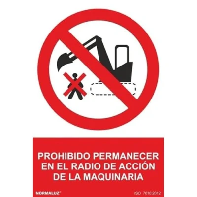 Imagen de Normaluz RD40647 Señal Adhesiva Prohibido Permanecer En El Radio de Acción La Maquinaria Adhesivo Vinilo 20x30 cm con CTE, RIPCI