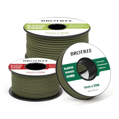 Imagen de Brotree Cuerda Elástica 3mm x 10m Hilo Elastico de Goma para Bricolaje, Manualidades, Costura, Abalorios, Pulseras y Tienda Verde Militar