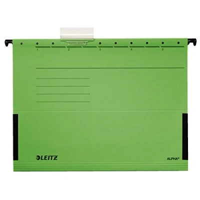 Imagen de Leitz 19863055 Alpha Carpetas colgantes con pestaña lateral, color verde (5 unidades)