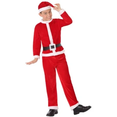 Imagen de Atosa Disfraz Papá Noel Niño Infantil Rojo, Talla 7 a 9 años, Conjunto Completo para Navidad con Gorro, Chaqueta, Cinturón y Pantalón, Ideal Fiestas Celebraciones Navideñas