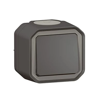 Imagen de Legrand Pulsador simple impermeable Plexo 10A se entrega completo para montaje en aparente antracita