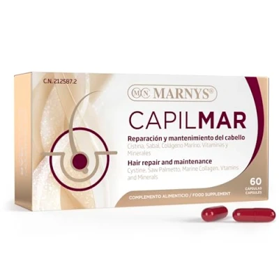 Imagen de Capilmar MARNYS Reparación y Crecimiento del Cabello Anticaída Protección Capilar Con Cistina, vitaminas grupo B, sabal colágeno marino 60 Cápsulas