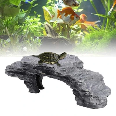 Imagen de Tnfeeon Plataforma para Tomar el Sol de Tortuga, escondite Cueva Acuario Reptil Ocultar Hábitat Escalada Muelle Decoración Adorno