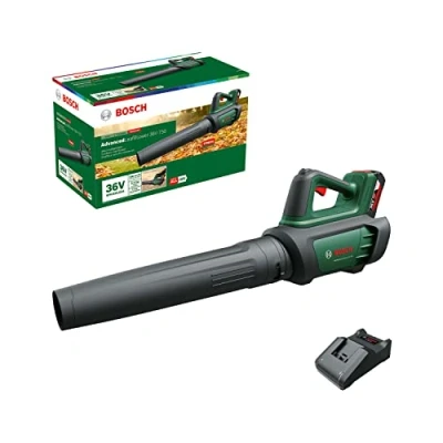 Imagen de Bosch Soplador de Hojas AdvancedLeafblower 36V 750 (batería 2.0 Ah, Sistema 36 voltios, para Eliminar Rebeldes en áreas Grandes, Peso: 3,5 kg)