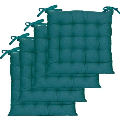 Imagen de Atout Ciel Juego de 4 Almohadillas para Silla cuadradas, Bicolor 40 x cm, Azul Pato y Mostaza