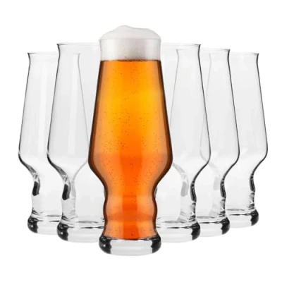 Imagen de Krosno Copas de Cerveza Artesana IPA Conjunto 6 Piezas 400 ML Colección Splendour Perfectos para Uso en Casa y Fiestas Apto Lavavajillas