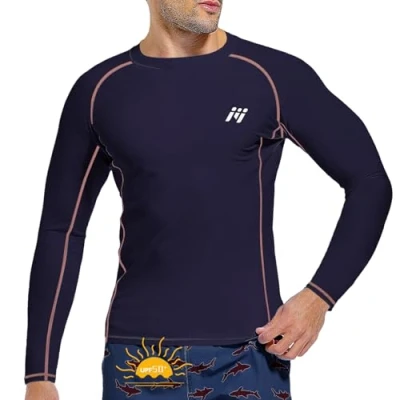 Imagen de MEETWEE Camiseta Natación Hombre, UV Manga Corta/Larga Rash Guard de Protección UPF 50＋Secado Rápido Deportes Acuáticos Surf Verano