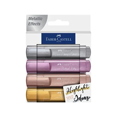 Imagen de Faber Castell 154623 Pack 4 Textliner 46 Metálicos Plata Rubí Rosa Oro.