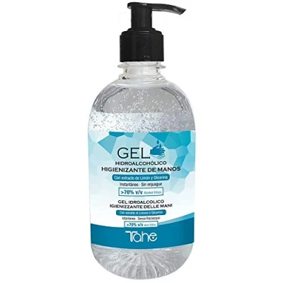 Imagen de Tahe Dermoprotect Gel Hidroalcohólico Higienizante de Manos (Botella Transparente) con Dispensador 500 ml