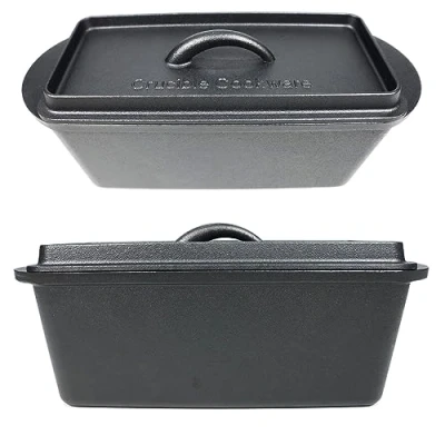 Imagen de molde de pan en hierro fundido con tapa, sartén para pan, a prueba horno hornear, artesanal