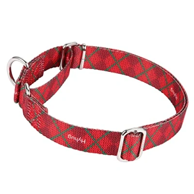 Imagen de Hyhug Pets Collar de martingala a prueba escape mejorado para perros, uso diario, caminar y entrenar (mediano, cuadros rojos)