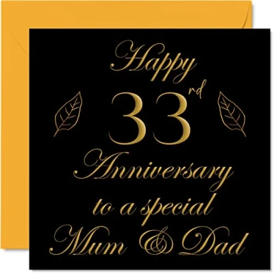 Imagen de Tarjeta especial de 33 aniversario para papá, mamá y tarjetas felicitación boda la familia Hija, 145 mm x aniversarios