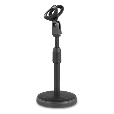 Imagen de Vonyx TS03 soporte de micrófono para mesa, color negro, regulable en altura, con pinza orientable, pie universal y antideslizante, ideal streaming audio o conferencias