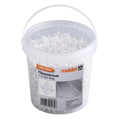 Imagen de Meister 4426650 Juego práctico de 1000 piezas Reutilizables por anillo Polipropileno resistente Blanco Accesorios para baldosas/ayuda a colocar