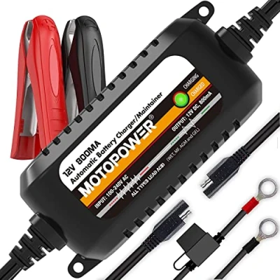 Imagen de MOTOPOWER MP00205C 12V 800mA Cargador automático para Coche, Moto, ATV [Junior Plus]