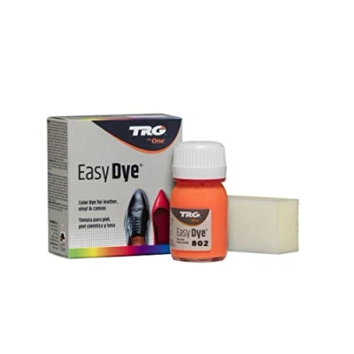 Imagen de TRG The One Tinte para Calzado y Complementos de Piel Tintura zapatos Piel, Lona Sintética con Esponja aplicadora Easy dye #802 Naranja Flourescente, 25ml