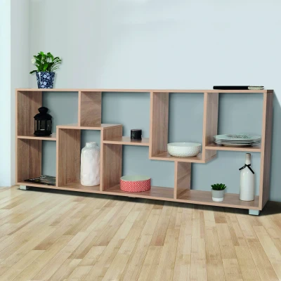 Imagen de Estantería moderna de salón en imitación madera haya