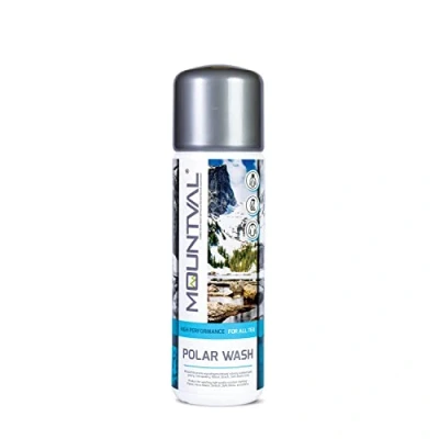 Imagen de Mountval Polar Wash, limpiador de alto rendimiento lavado en ropa para exteriores y excursionistas, hecho felpa, fibra, softshell estiramiento, refresca suaviza, a base agua
