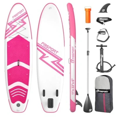 Imagen de FBSPORT Tablero Sup Inflable, Stand Up Paddle Board, Vertical Inflable para Remo de 15cm Espesor, Kit deTablero Surf con Aluminio Ajustable + Bomba(Pink)