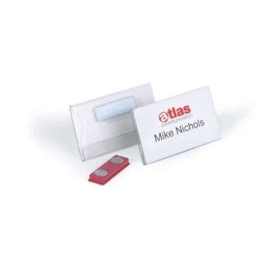 Imagen de Durable 811619 Portanombres (con imán, 40 x 75 mm) Paquete de 25 piezas, transparente
