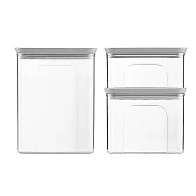 Imagen de Stefanplast Juego de 3 tarros rectangulares Tosca blanco/piedra gris (lt 0,7+1,2+2,2)