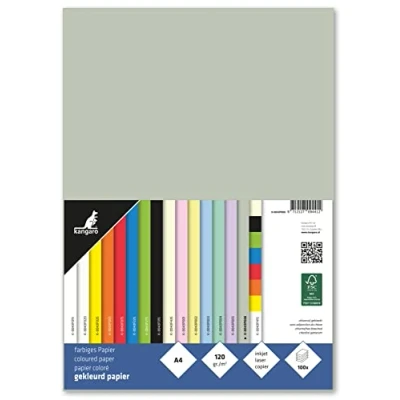 Imagen de Kangaro Papel de color gris pastel DIN A4 120g/m² FSC mix 100 pack carta DIY