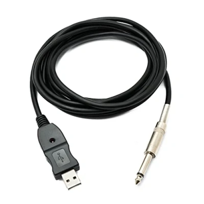 Imagen de SYSTEM S Cable USB para guitarra de 3 metros bajo, conector a audio 1/4, 6,3 mm macho.