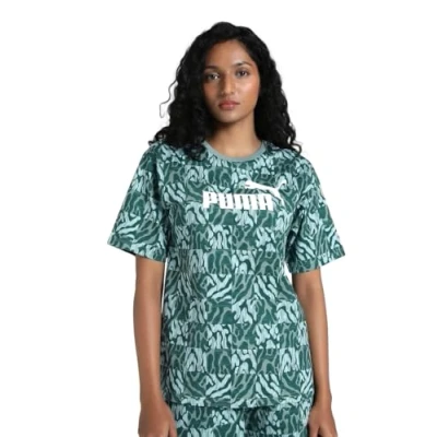 Imagen de Puma Graphic Relaxed Camiseta estampada, Mujer, Talla: Small, Green moon