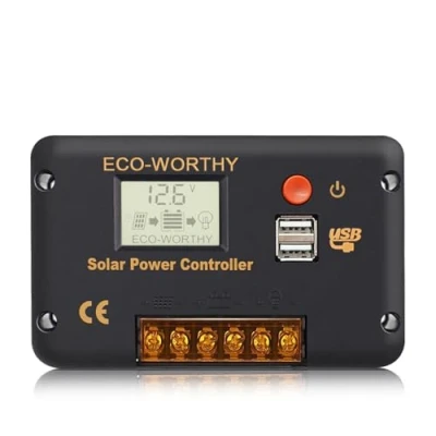 Imagen de ECO WORTHY regulador de carga solar 30 A, 12 V/24 V, solar, inteligente con dos puertos USB, controlador batería pantalla LCD