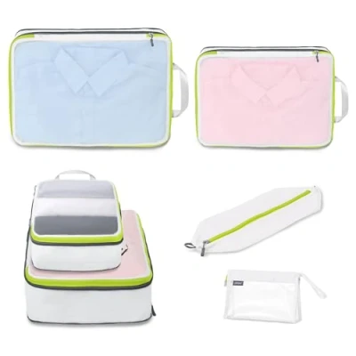 Imagen de Cipway Bolsas Compresion Viaje, Malla Ligero de Viaje Organizador para la Mochila Maletas Almacenamiento en el Hogar(Blanco, 8 Unidades)