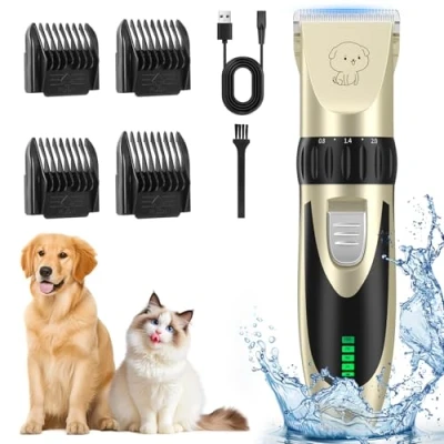 Imagen de YAZEKY Maquina Cortar Pelo Perros, Bajo Nivel de Ruido Cortapelos Profesional para Mascotas Impermeable Todo el Cuerpo Lavable Inalámbrico Recargable