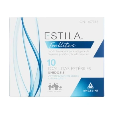 Imagen de Estila toallitas oftálmicas Loción limpiadora para la higiene de párpados, pestañas y borde palpebral desmaquillantes con Aloe vera Hamamelis 10 estériles unidosis