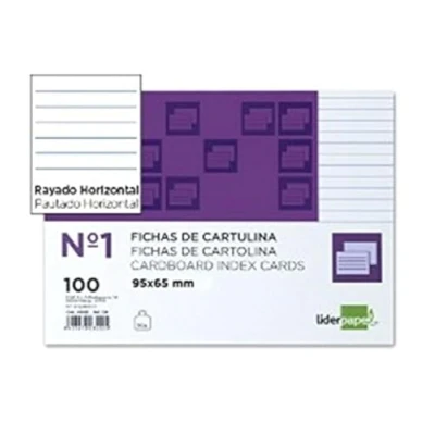 Imagen de Liderpapel Ficha Rayada Nº 1 65 X 95Mm Paquete De 100 180 g/m²