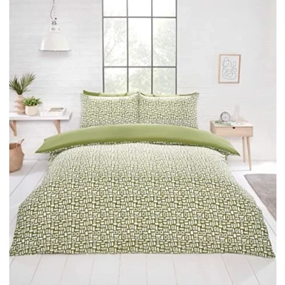Imagen de Rapport Home Pebbles Juego de Funda edredón Microfibra, tamaño Doble, Color Verde con Fundas Almohada Incluidas