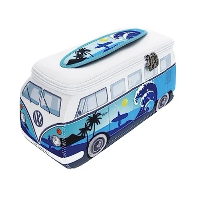 Imagen de Brisa VW Collection Bolsa de Neopreno Universal para Maquillaje, Viajes y Farmacia Volkswagen T1 Camper Bus (Surf/Azul/Grande).
