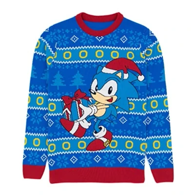 Imagen de SONIC THE HEDGEHOG Mens Jumper navideño Adultos Séter de Navidad Punto Azul