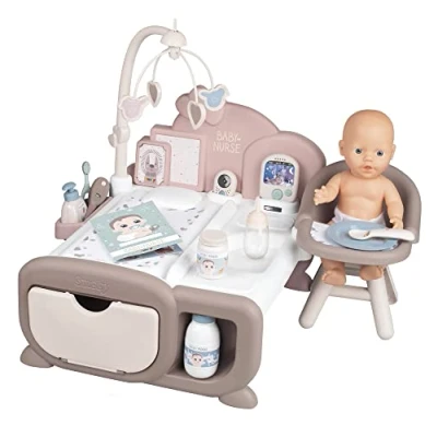 Imagen de Smoby Baby Nurse Nursery Electrónica 3 en 1, Incluye Muñeco de 30cm, 20 Accesorios, Adecuado a Partir Años (7600220375)