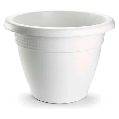Imagen de AC Maceta Terracota Plástico Resistente Ideal para el Hogar, Plantas, Jardín, Decoración. Cuidado de Plantas Forma Redonda Ø 30 cm Color Blanco