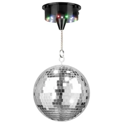 Imagen de Fuzzix MB20ML Bola de discoteca. espejos a pilas 20cm con motor LED giratorio. disco para colgar LEDs. Ideal discoteca, bodas, fiestas, cumpleaños, salón baile.