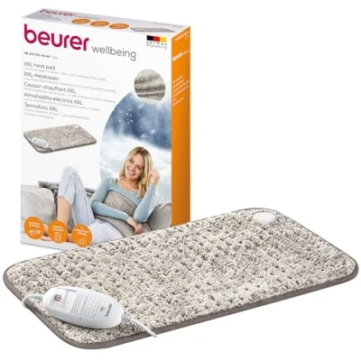 Imagen de Beurer HK 123 XXL Nordic Almohadilla eléctrica, esterilla térmica de peluche con 3 ajustes temperatura y desconexión automática, lavable a máquina, fabricada en Europa, tamaño 60 x 30 cm