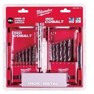 Imagen de MILWAUKEE Red Cobalt 4932352470 Juego de brocas en espiral para metal 1, 1.5, 2, 2.5, 3, 3.5, 4, 4.5, 5, 5.5, 6, 6.5, 7, 7.5, 8, 8.5, 9, 9.5, 10 19