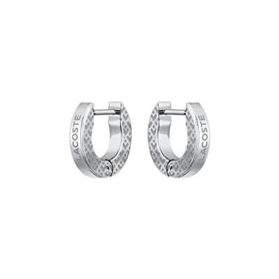 Imagen de Lacoste Pendientes de botón para Hombre Colección L&#039;ESSENTIEL, Plata, Talla única