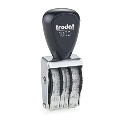 Imagen de Trodat 1000 Classic Fechador, meses español abreviados, marcada 3 x 19 mm aprox, entintaje manual