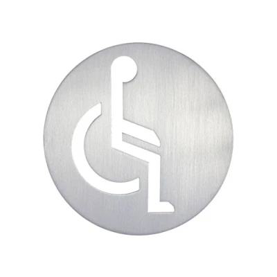 Imagen de EVI Herrajes Placa Adhesiva para WC Señal Baño de Minusválidos 10 x 8,2 3 cm Acero Inoxidable Indicado Pared o Puerta Fácil Instalación Mod. 665/100